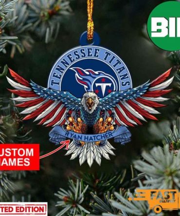 NFL Tennessee Titans Xmas American US Eagle Personalized Name Ornament