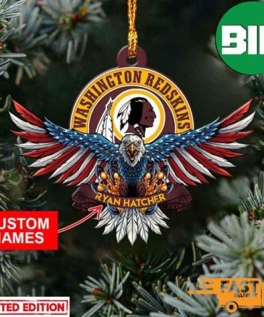 NFL Washington Redskins Xmas American US Eagle Personalized Name Ornament