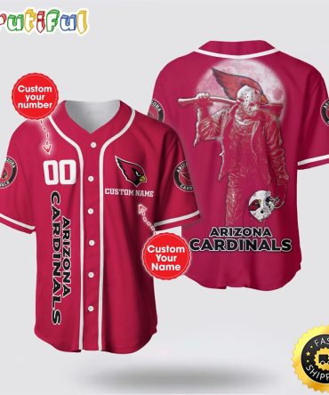 NFL Arizona Cardinals Baseball Jersey 3D Personalized Skull Score Big With Team Spirit