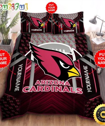 NFL Arizona Cardinals Custom Name Black Red Bedding Set