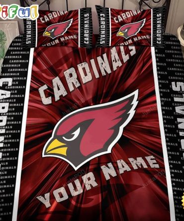 NFL Arizona Cardinals Custom Name Red Black Bedding Set