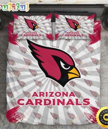 NFL Arizona Cardinals White Grey Bedding Set