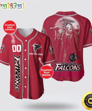 NFL Atlanta Falcons Baseball Jersey 3D Personalized Skull Score Big With Team Spirit