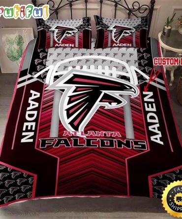NFL Atlanta Falcons Custom Name Red Black Bedding Set