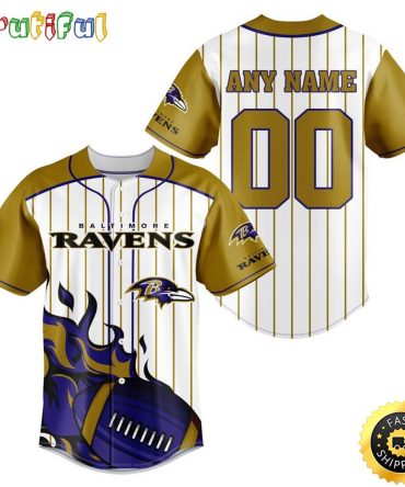 NFL Baltimore Ravens Baseball Jersey 3D Personalized Customization Options Available