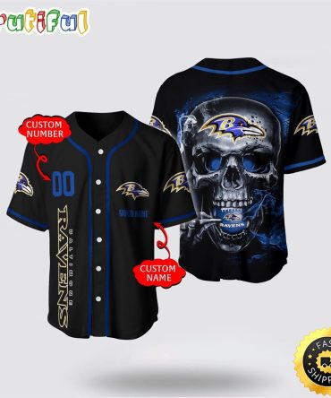 NFL Baltimore Ravens Baseball Jersey 3D Personalized Skull Embrace Fashion And Team Spirit