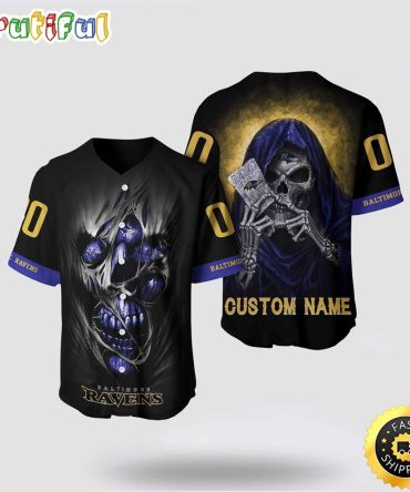 NFL Baltimore Ravens Baseball Jersey 3D Personalized Skull Stay Cozy And Stylish