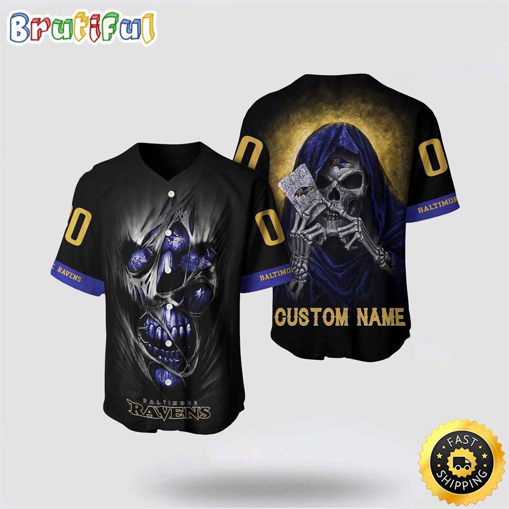 NFL Baltimore Ravens Baseball Jersey 3D Personalized Skull Stay Cozy And Stylish