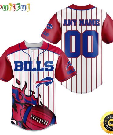NFL Buffalo Bills Baseball Jersey 3D Personalized Customization Options Available