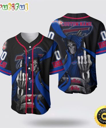 NFL Buffalo Bills Baseball Jersey 3D Personalized Skull Gear Up For Game Day