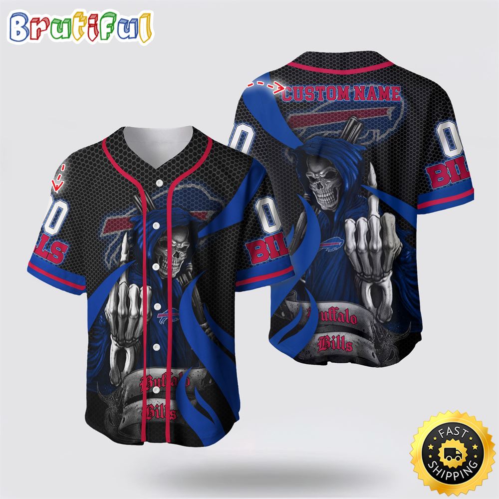 NFL Buffalo Bills Baseball Jersey 3D Personalized Skull Gear Up For Game Day