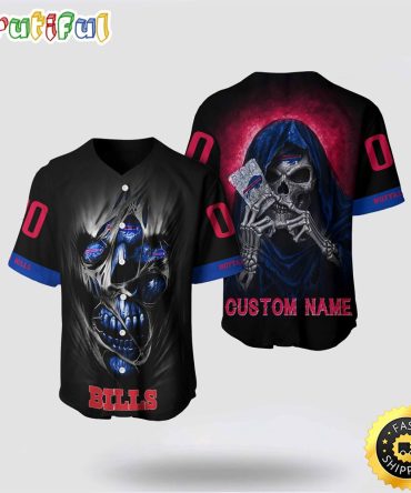 NFL Buffalo Bills Baseball Jersey 3D Personalized Skull Stay Cozy And Stylish