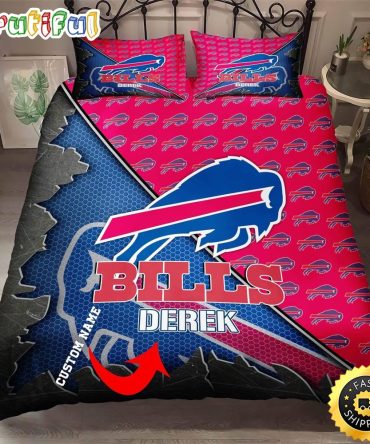 NFL Buffalo Bills Custom Name Royal Blue Red Bedding Set