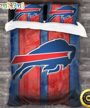 NFL Buffalo Bills Super Big Log Red Blue Bedding Set