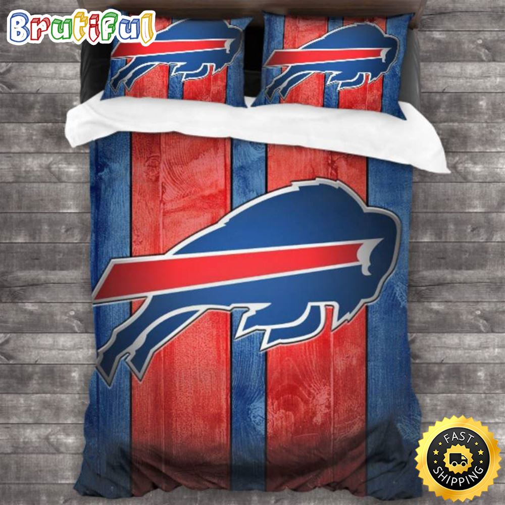 NFL Buffalo Bills Super Big Log Red Blue Bedding Set