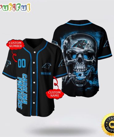 NFL Carolina Panthers Baseball Jersey 3D Personalized Skull Embrace Fashion And Team Spirit