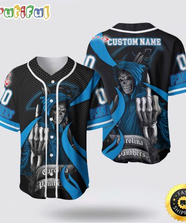 NFL Carolina Panthers Baseball Jersey 3D Personalized Skull Gear Up For Game Day