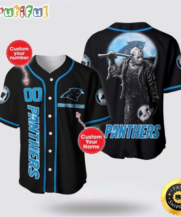 NFL Carolina Panthers Baseball Jersey 3D Personalized Skull Score Big With Team Spirit