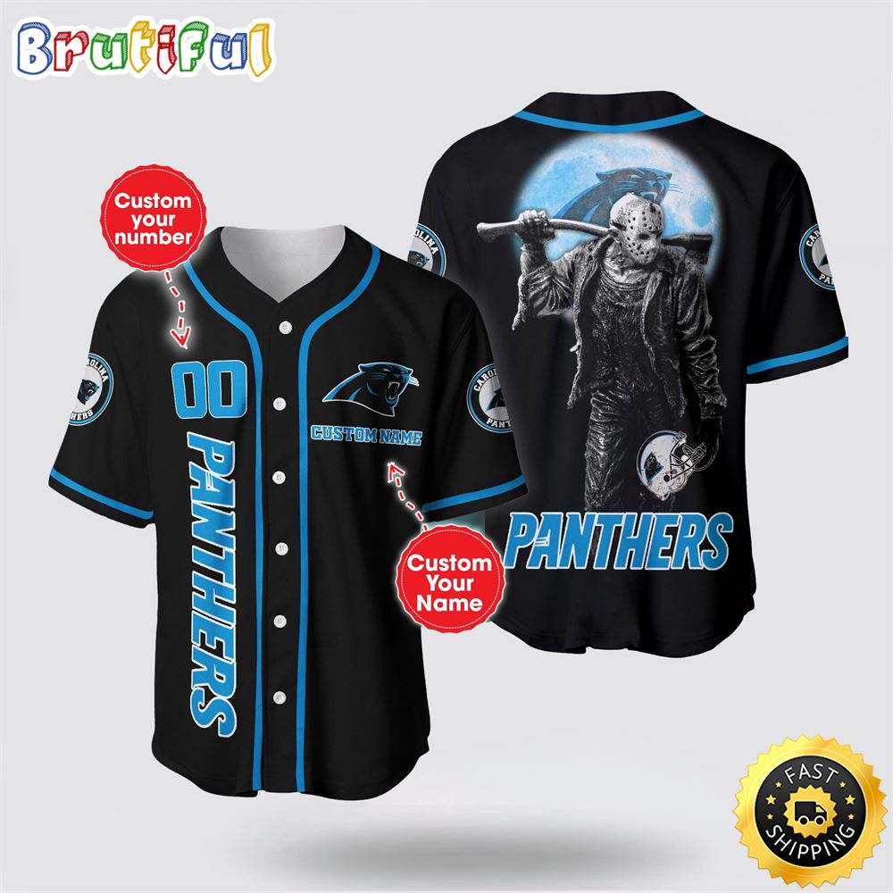 NFL Carolina Panthers Baseball Jersey 3D Personalized Skull Score Big With Team Spirit
