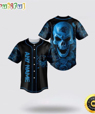 NFL Carolina Panthers Baseball Jersey 3D Personalized Skull Top Quality Fan Apparel