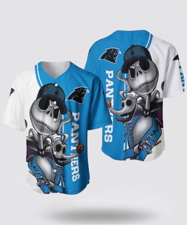 NFL Carolina Panthers Baseball Jersey Jack Skellington And Zero Perfect Your Team Pride In Laid Back Fashion