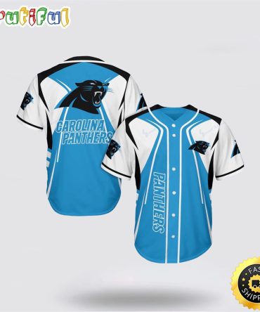 NFL Carolina Panthers Baseball Jersey Symbol American Football Champion White Blue Jersey Shirt