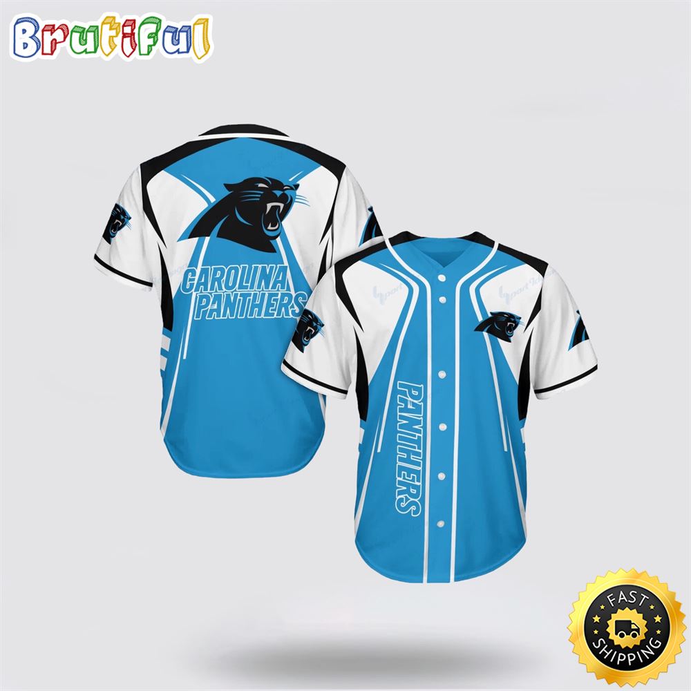 NFL Carolina Panthers Baseball Jersey Symbol American Football Champion White Blue Jersey Shirt