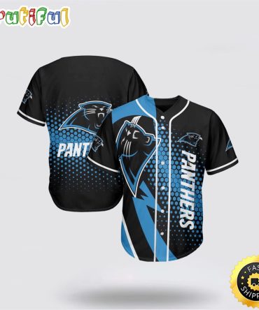 NFL Carolina Panthers Baseball Jersey Symbol American Football Team Black Blue Jersey Shirt