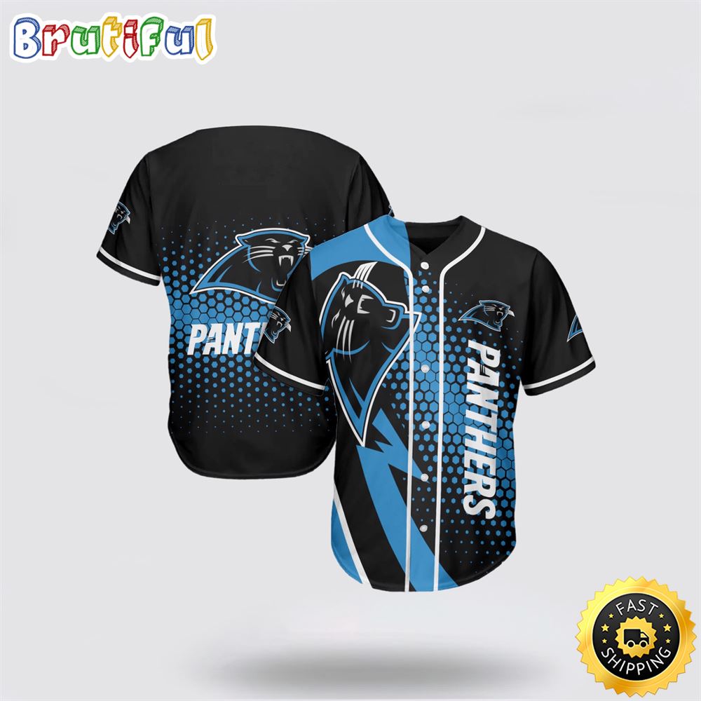 NFL Carolina Panthers Baseball Jersey Symbol American Football Team Black Blue Jersey Shirt