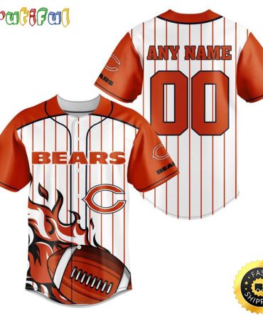 NFL Chicago Bears Baseball Jersey 3D Personalized Customization Options Available
