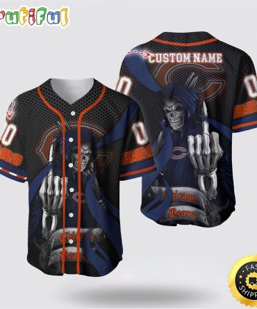 NFL Chicago Bears Baseball Jersey 3D Personalized Skull Gear Up For Game Day
