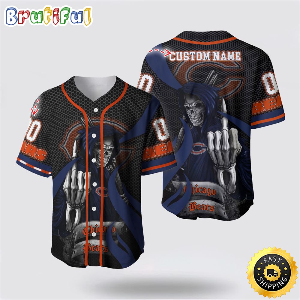 NFL Chicago Bears Baseball Jersey 3D Personalized Skull Gear Up For Game Day