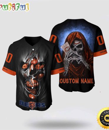 NFL Chicago Bears Baseball Jersey 3D Personalized Skull Stay Cozy And Stylish