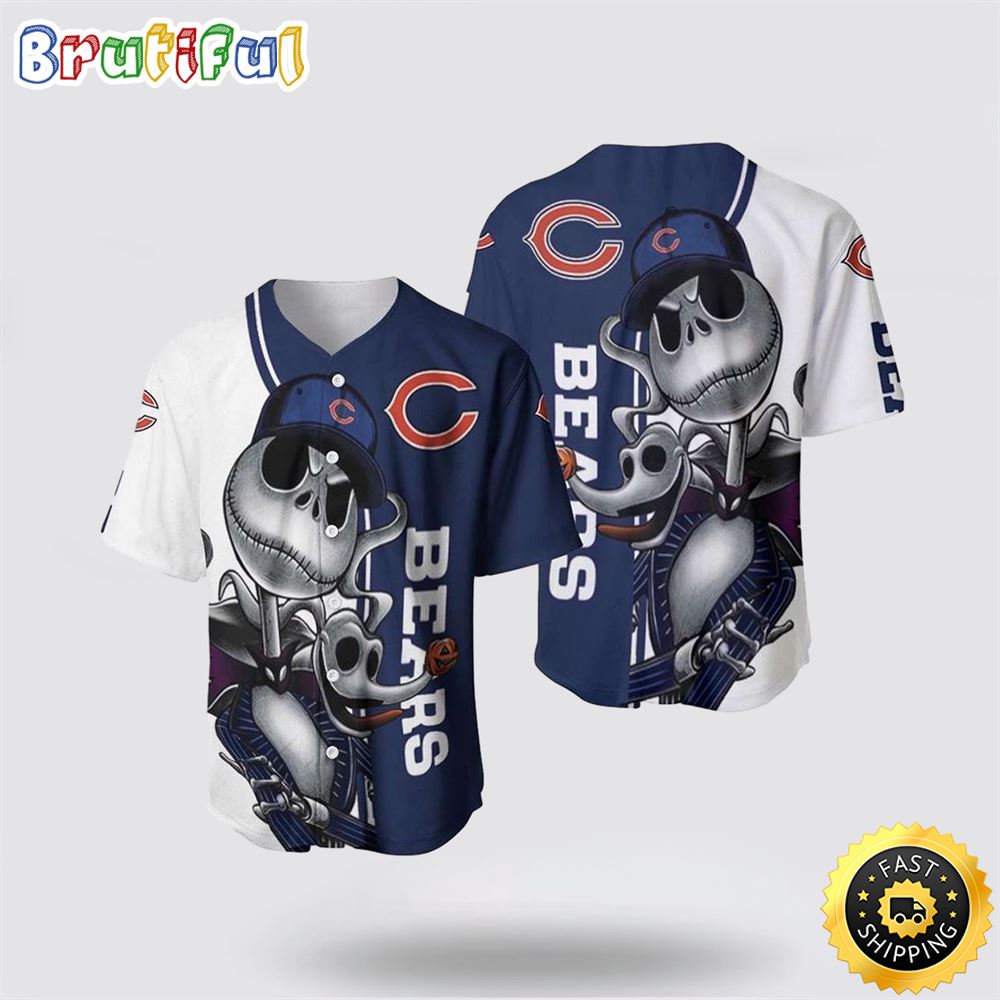 NFL Chicago Bears Baseball Jersey Jack Skellington And Zero Limited Edition Gift