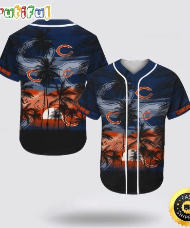 NFL Chicago Bears Baseball Jersey Shirt Palm Tree
