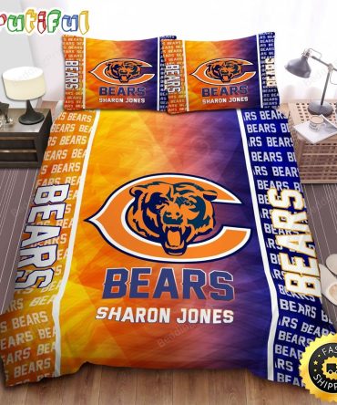 NFL Chicago Bears Custom Name Big Logo Bedding Set V2