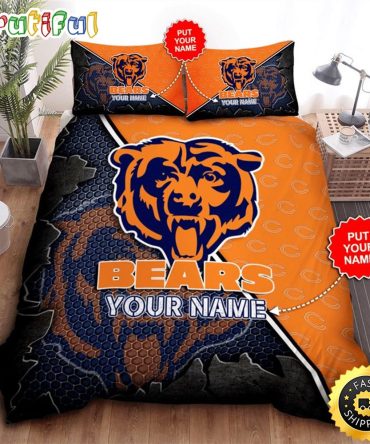 NFL Chicago Bears Custom Name Big Logo Bedding Set