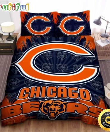 NFL Chicago Bears New Design In Dark Blue Bedding Set