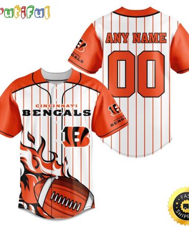 NFL Cincinnati Bengals Baseball Jersey 3D Personalized Customization Options Available