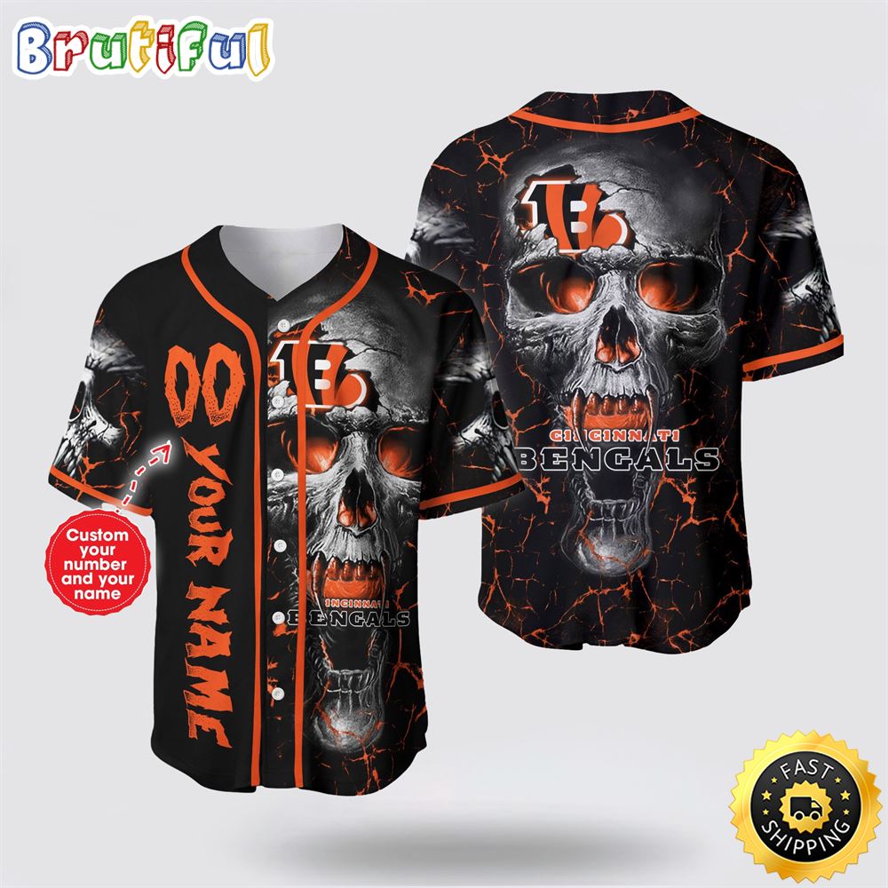 NFL Cincinnati Bengals Baseball Jersey 3D Personalized Skull Embrace Fashion And Team Spirit