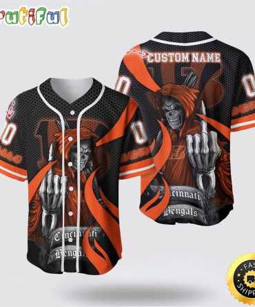 NFL Cincinnati Bengals Baseball Jersey 3D Personalized Skull Gear Up For Game Day