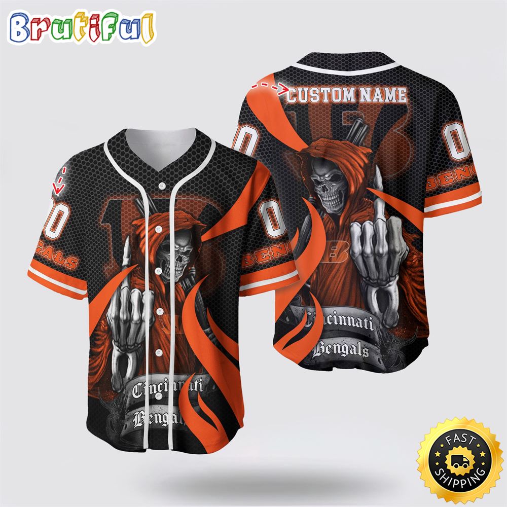 NFL Cincinnati Bengals Baseball Jersey 3D Personalized Skull Gear Up For Game Day