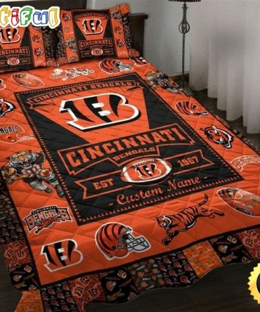 NFL Cincinnati Bengals Orange Black Est 1967 Bedding Set