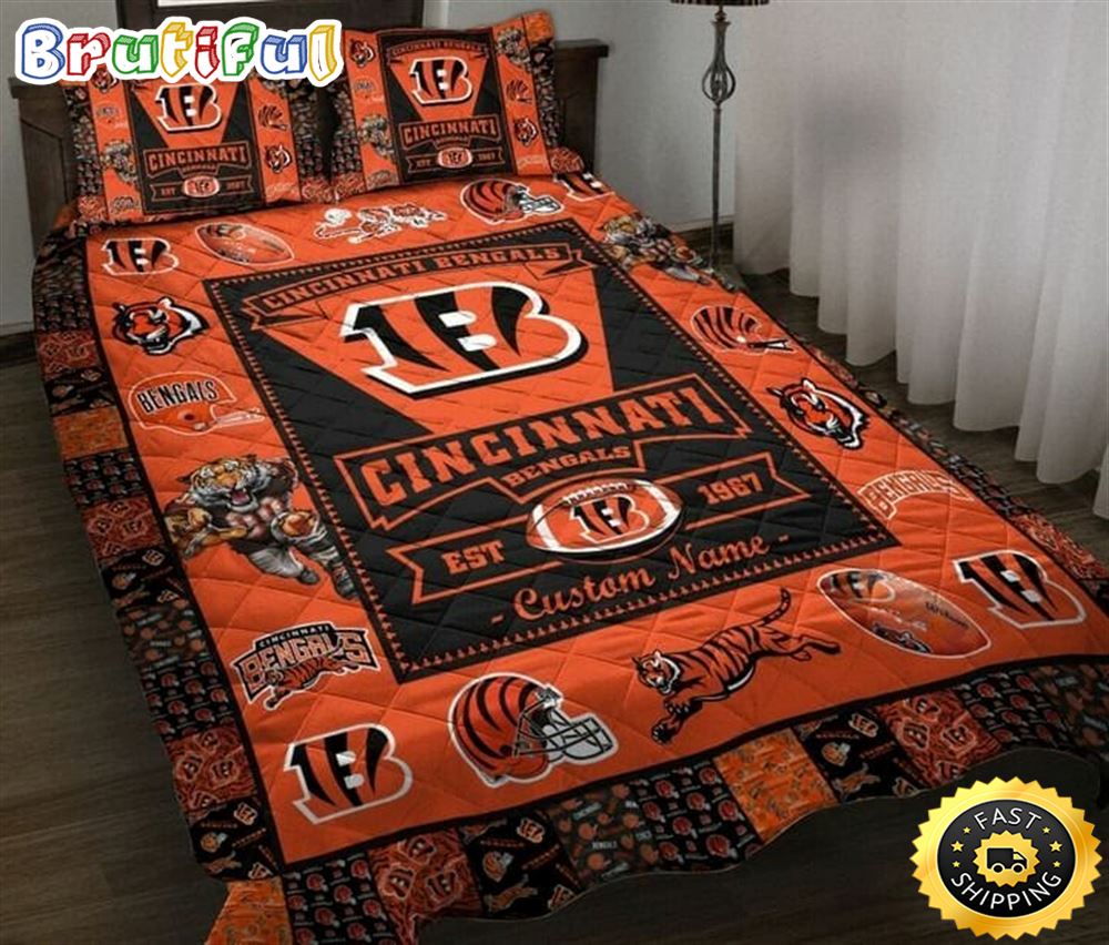 NFL Cincinnati Bengals Orange Black Est 1967 Bedding Set