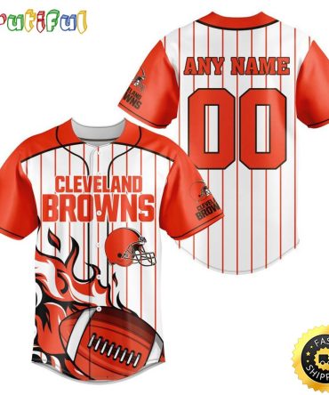 NFL Cleveland Browns Baseball Jersey 3D Personalized Customization Options Available