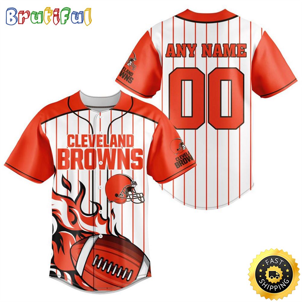 NFL Cleveland Browns Baseball Jersey 3D Personalized Customization Options Available