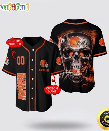 NFL Cleveland Browns Baseball Jersey 3D Personalized Skull Embrace Fashion And Team Spirit