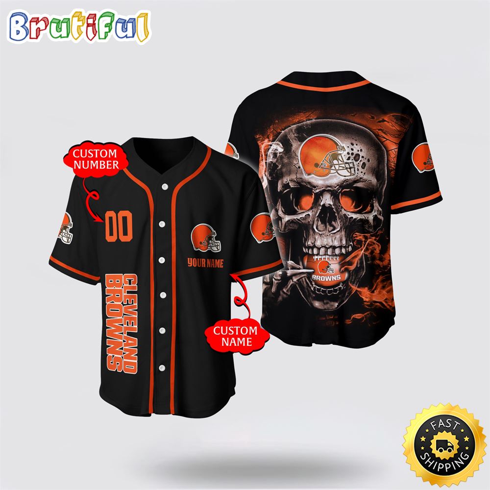 NFL Cleveland Browns Baseball Jersey 3D Personalized Skull Embrace Fashion And Team Spirit