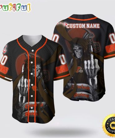 NFL Cleveland Browns Baseball Jersey 3D Personalized Skull Gear Up For Game Day