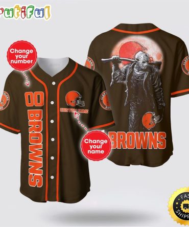 NFL Cleveland Browns Baseball Jersey 3D Personalized Skull Score Big With Team Spirit